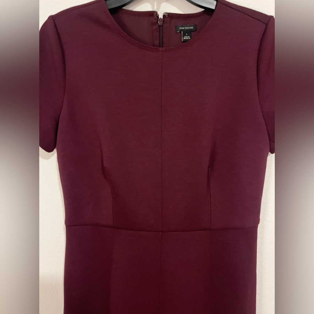 Ann Taylor Burgundy Ponte A-Line Dress - Picture 2 of 4